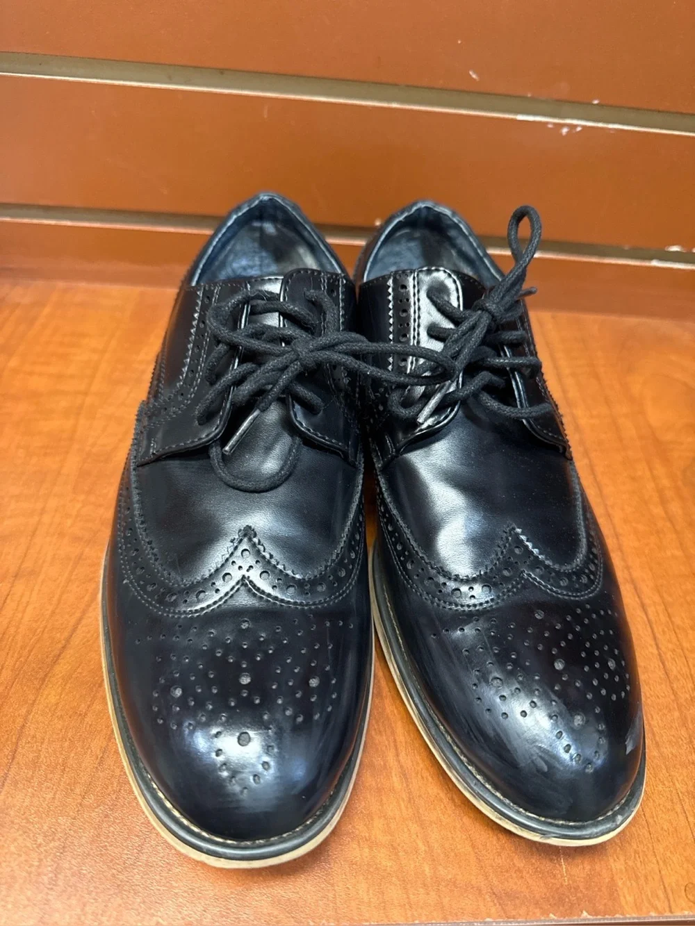 Bruno Marc Men’s Black Wingtip Oxford Dress Shoes Size 6.5